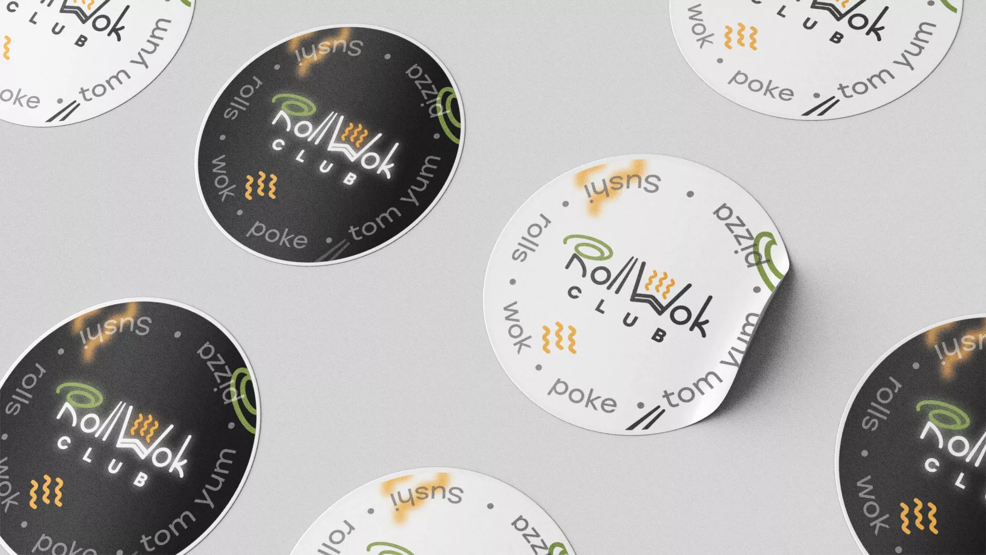 Разработка наклеек для суши-бара «Roll Wok Club» в Нововоронеже